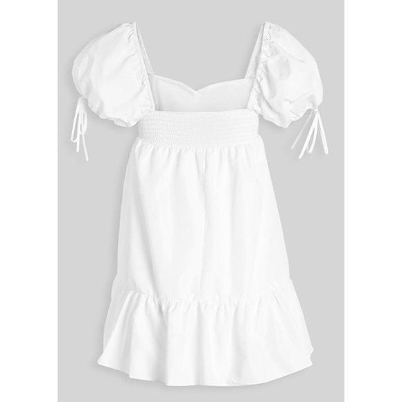 Amanda Uprichard White Mini Dress with Puff Sleeves - Picture 7 of 10